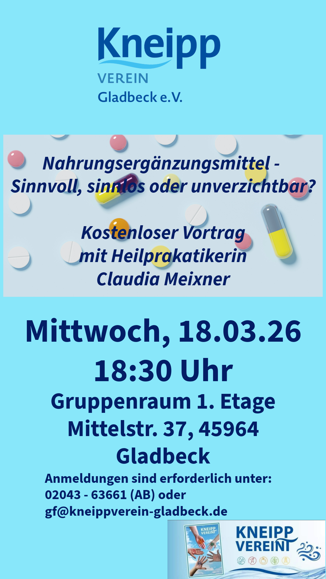 Vortrag über Nahrungsergänzungsmittel durch Heilpraktikerin